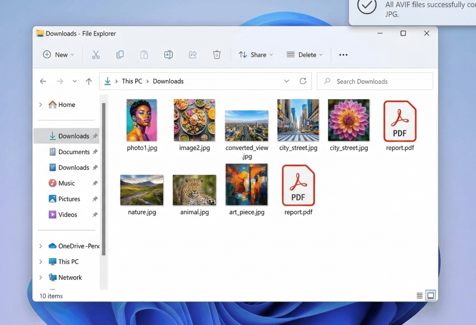 All AVIF files converted to JPG - result of avif to jpg converter online free tool