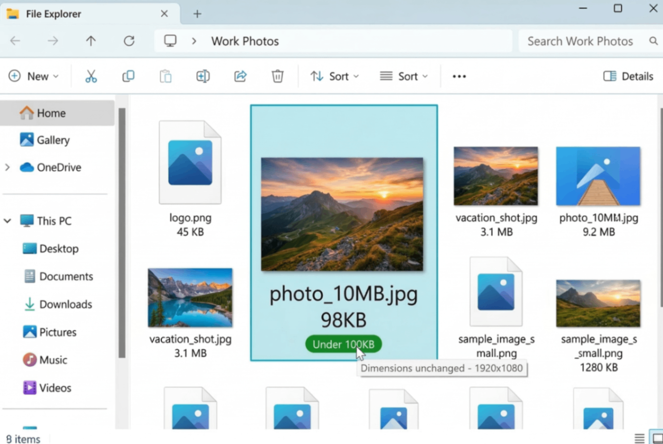 Image compressed to 98KB without losing quality - result of compress image without losing quality tool