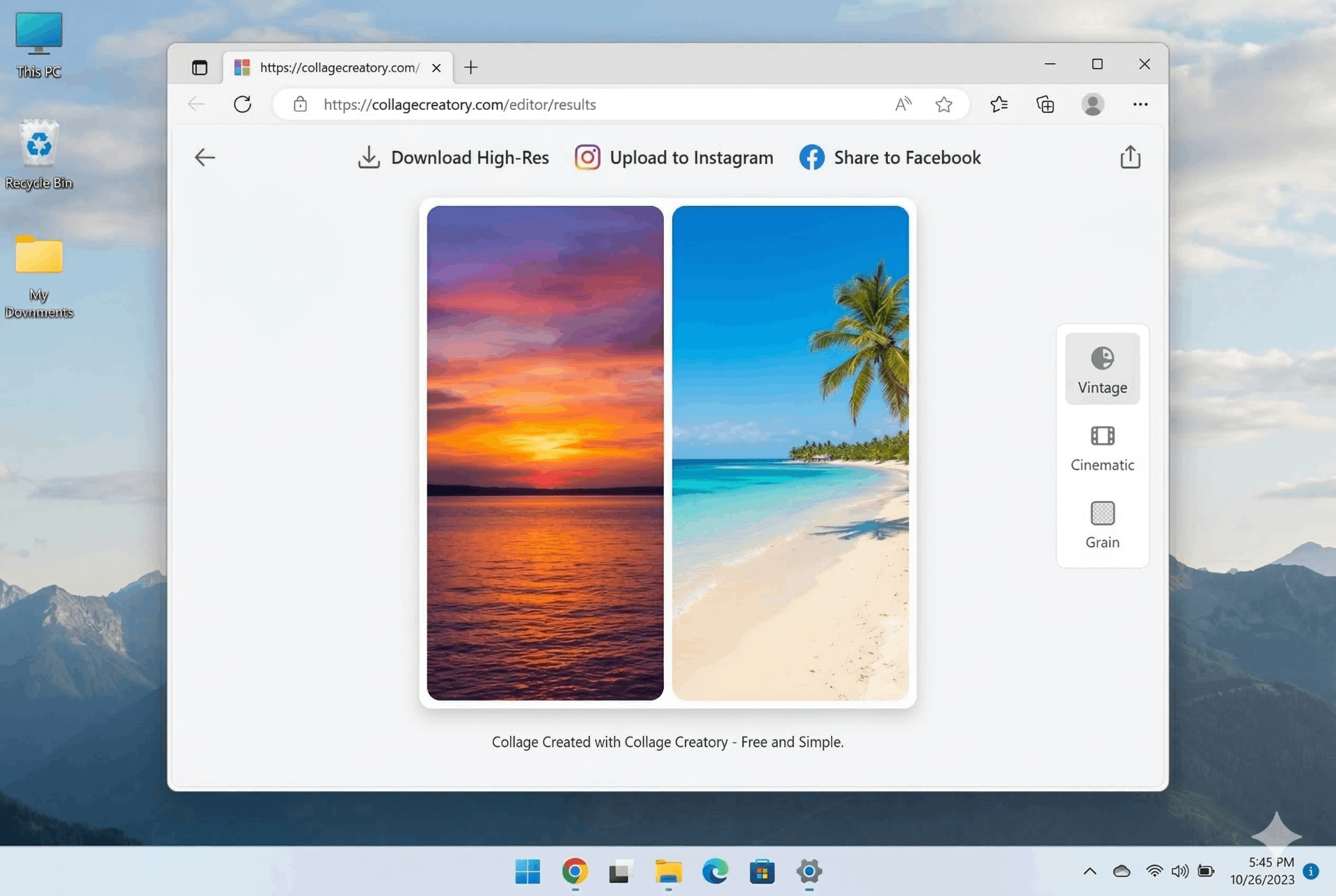 Beautiful collage created with combine photos in one frame online free tool