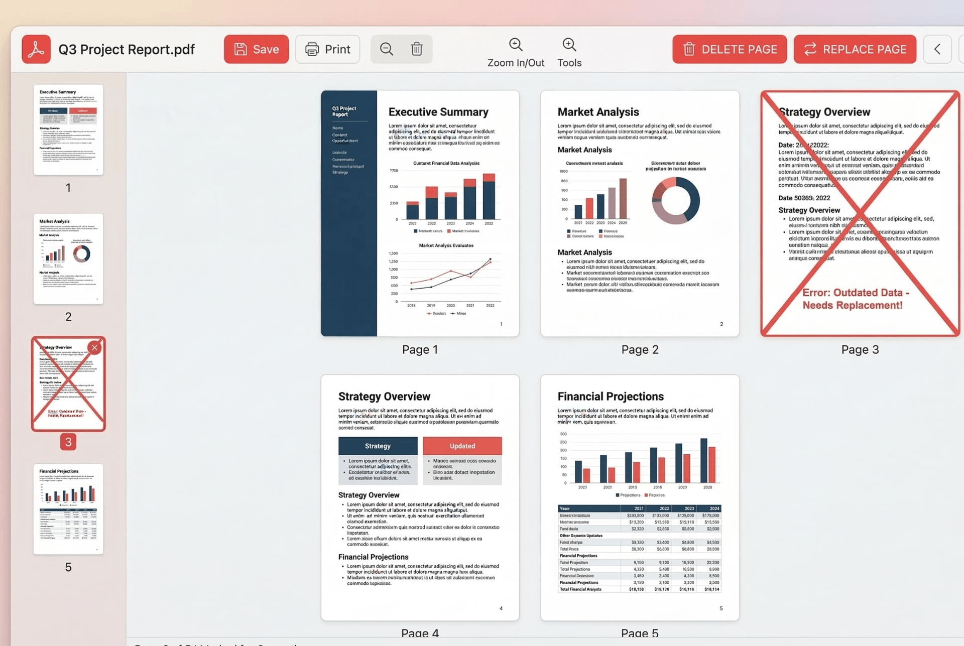Delete PDF pages online free no sign up - original PDF with pages marked for removal