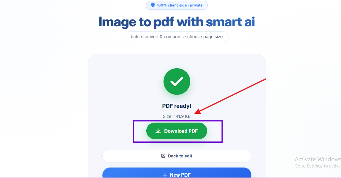 Images converted to PDF under 500 KB with high quality - image to pdf converter 500 kb result