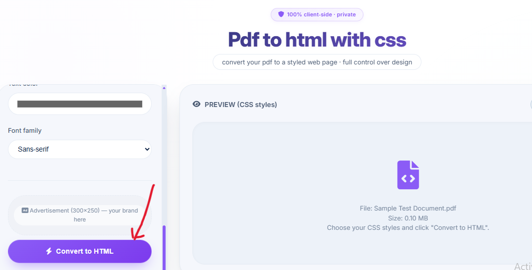 PDF document before conversion - using pdf to html converter online free tool