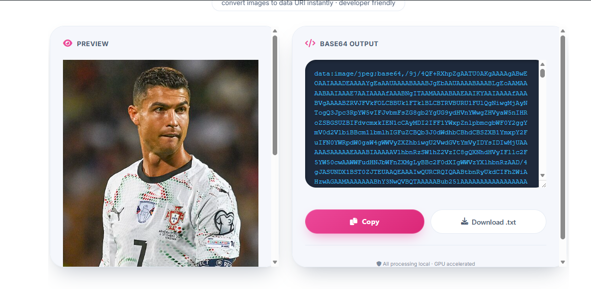 Image converted to Base64 encoded string - result of change image to base64 online tool