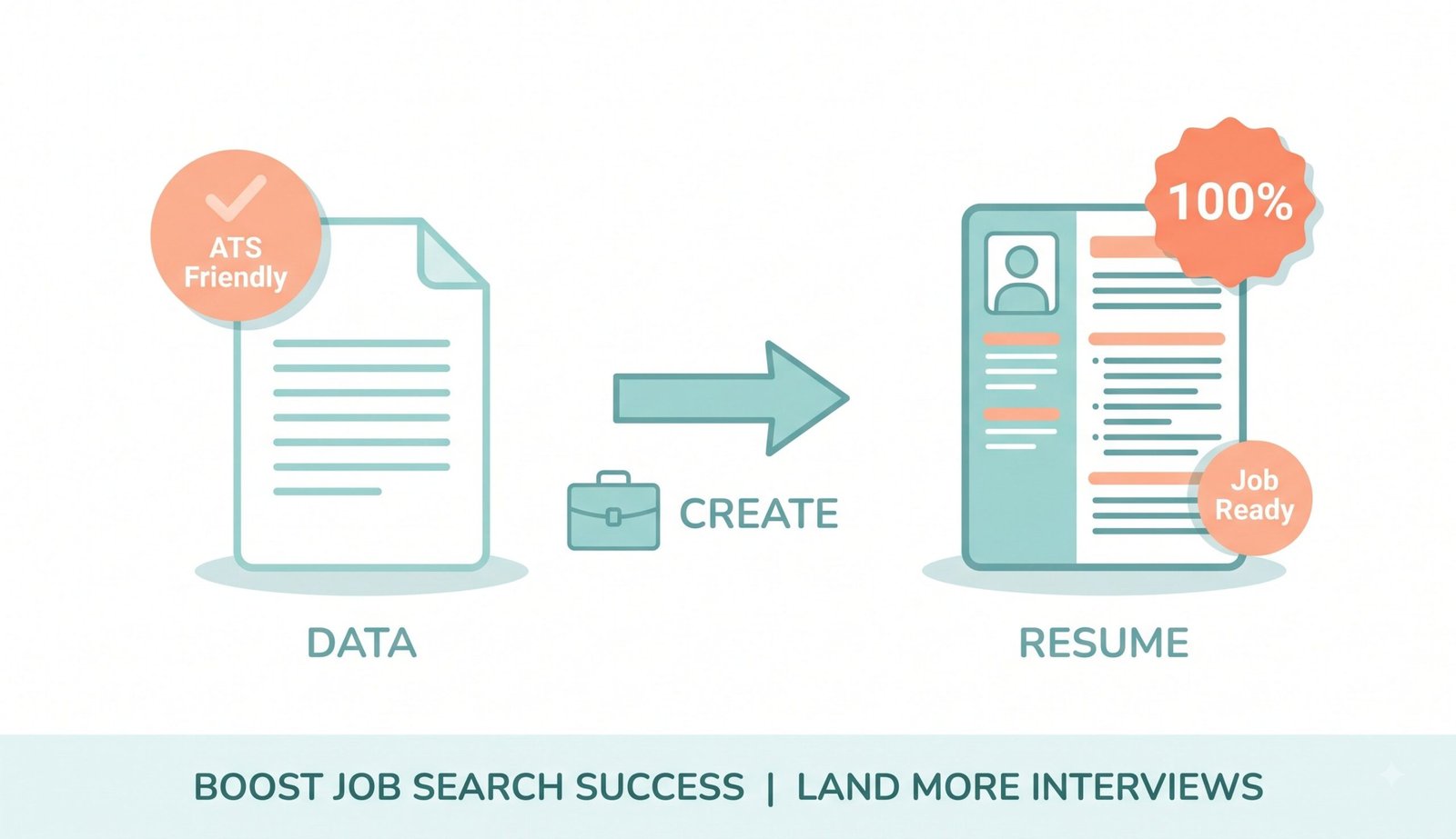 Simple illustration showing ATS resume maker – create ATS-friendly resumes for job applications