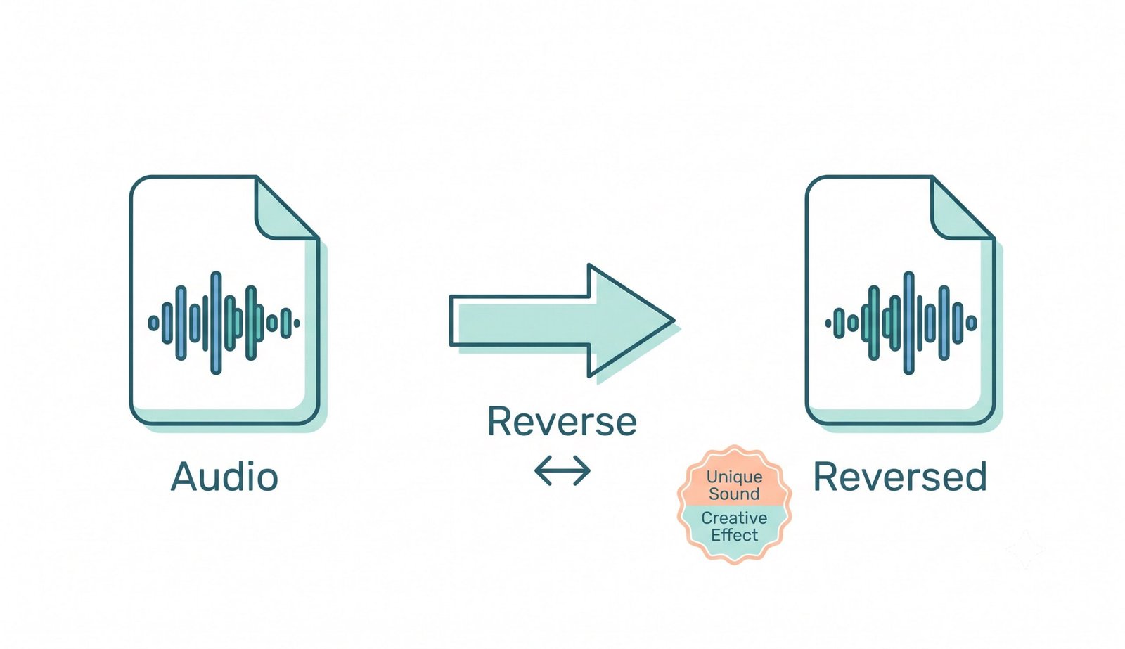 Simple illustration showing audio reverse online – reverse audio files for creative effects