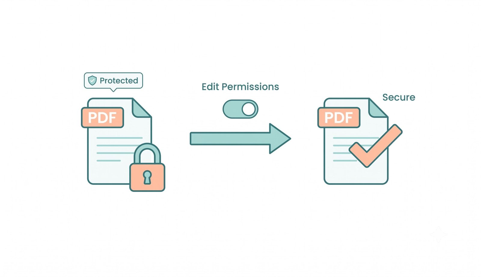 Simple illustration showing edit PDF permissions – manage document security and access restrictions
