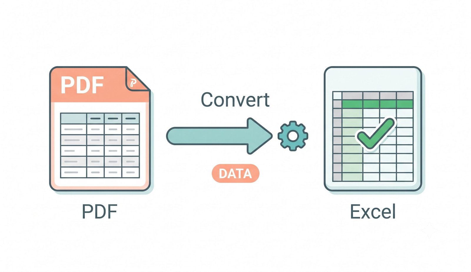 Simple illustration showing free export PDF to Excel β convert PDF tables to Excel and Google Sheets