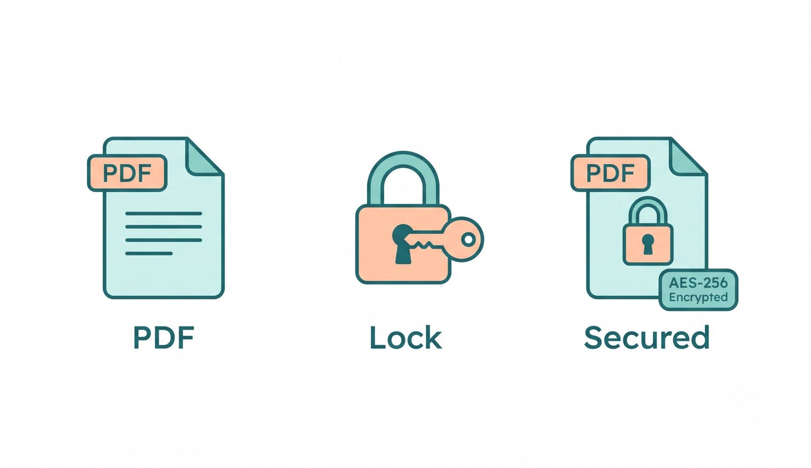 Simple illustration showing lock PDF – secure your PDF documents with password protection and permissions