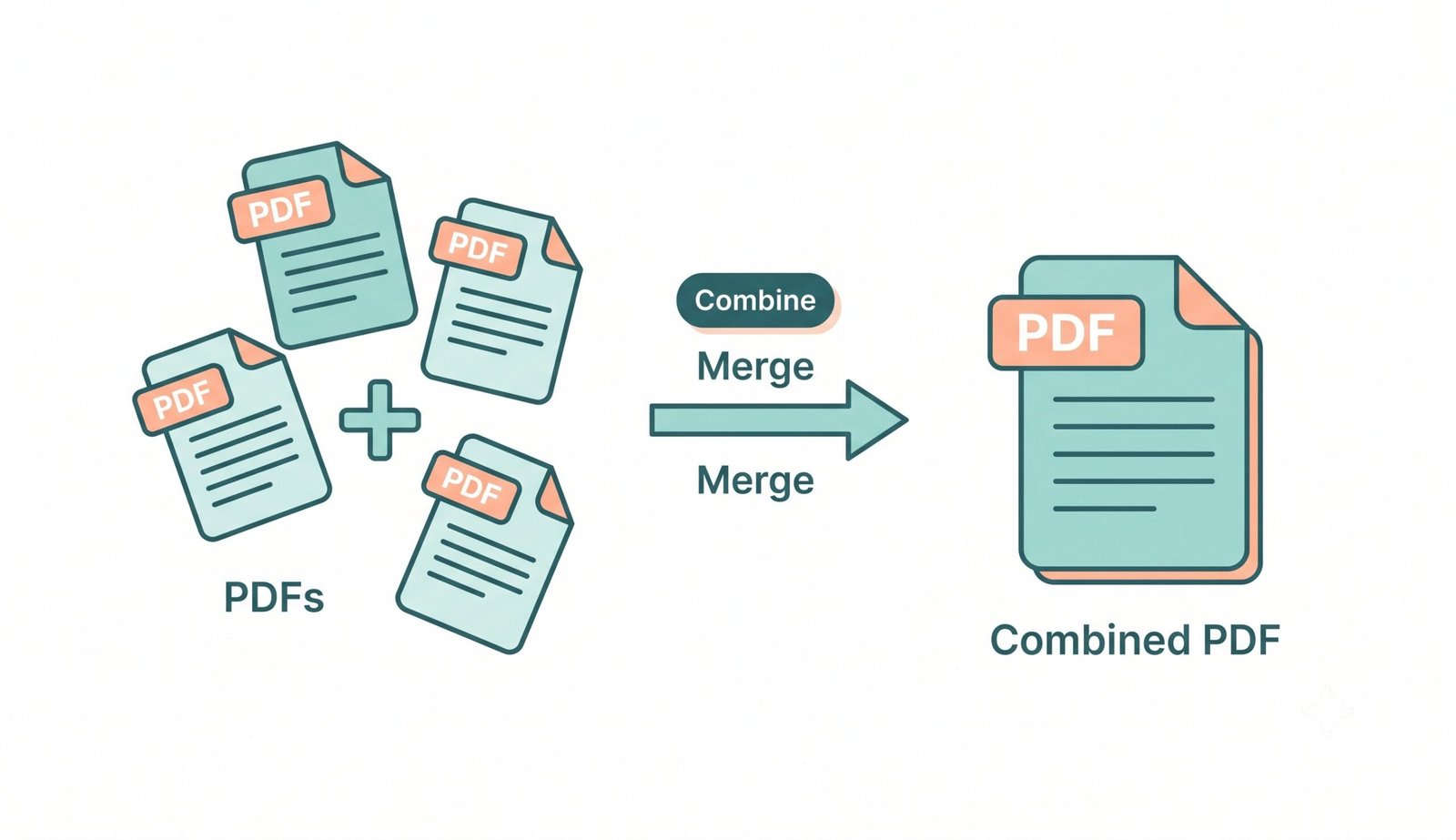 Free merge PDF online tool diagram showing how to combine PDF pages
