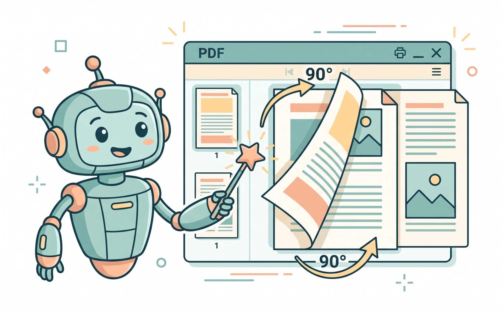 Visual dashboard showing how to rotate PDF permanently