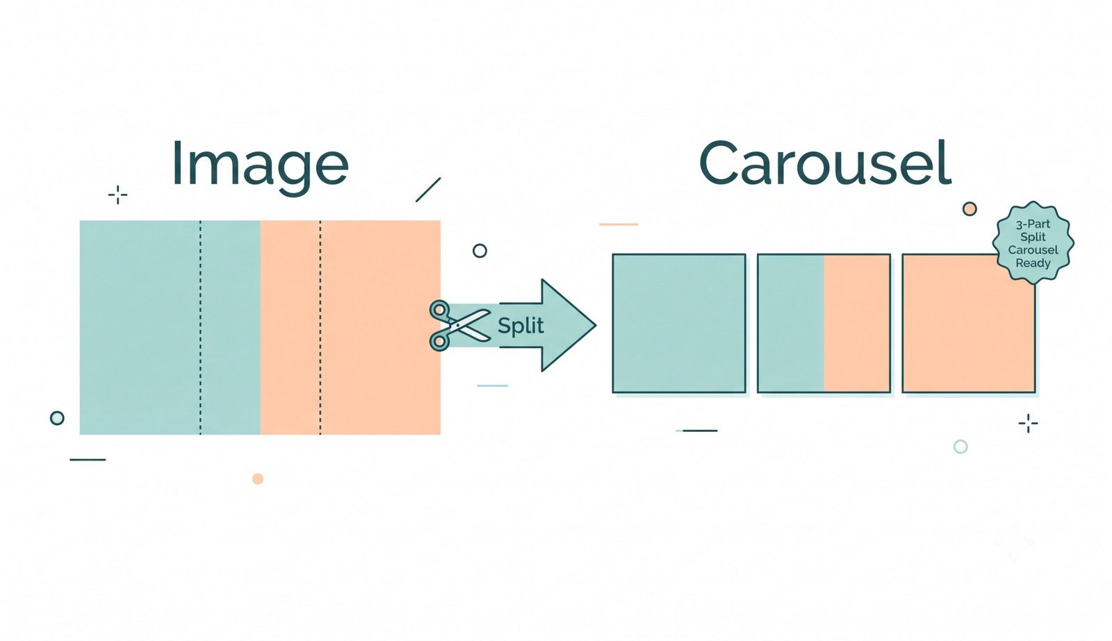 Simple illustration showing split Instagram story – split images for Instagram carousel posts